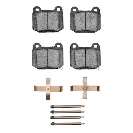 Dynamic Friction Co 5000 Advanced Brake Pads - Low Metallic and Hardware Kit, Long Pad Wear, Rear 1551-0961-02